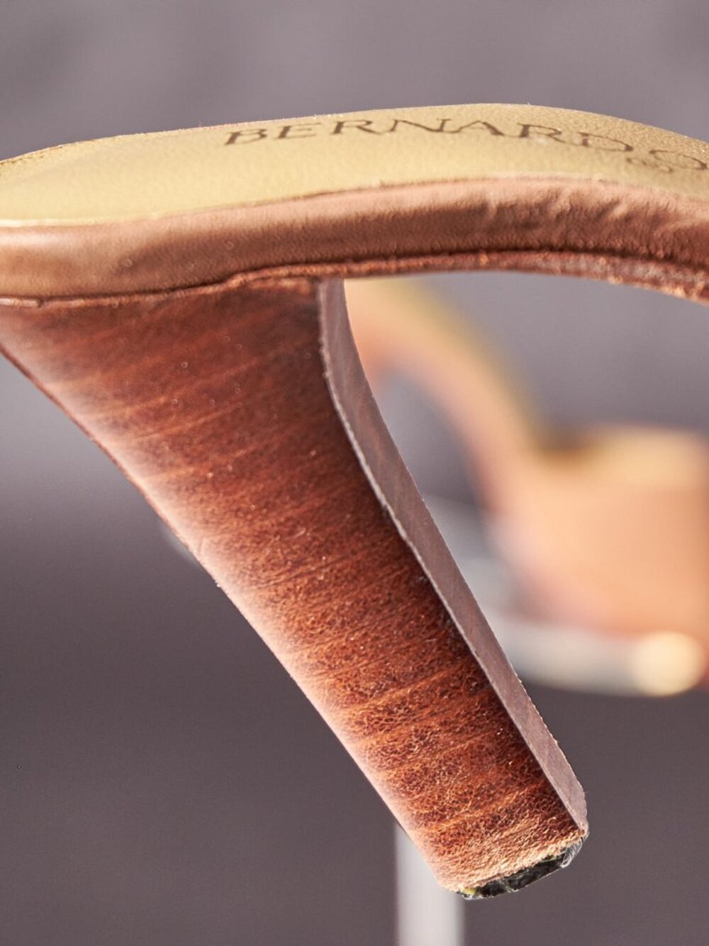 1970s Tan Bernardo Slip On Sandal Heels